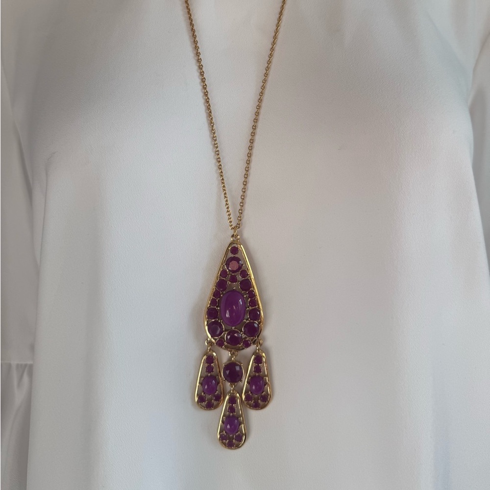 Kate Spade Purple and Gold Pendant Necklace - Picture 8 of 10